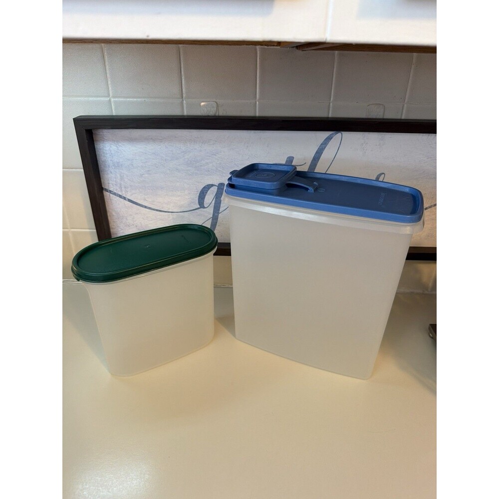 Tupperware Lot Of 2 Stack 'n Store Sheer w/ Lids - 1613-24 & 1588-7